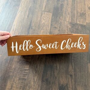 Wooden Storage for above toilet with White Text